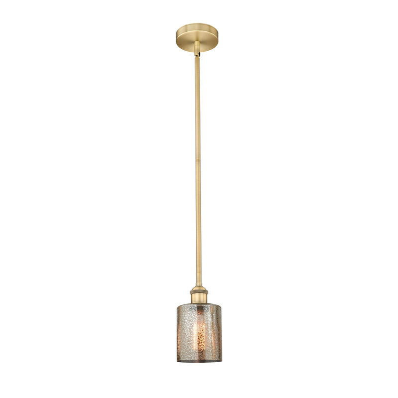 Innovations Cobbleskill 5in 1-Light Mini Pendant | Industrial Brushed Brass Steel and Mercury Glass | Kitchen Island & Dining Room | Model 616-1S-BB-G116