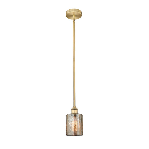 Innovations Cobbleskill 5in 1-Light Mini Pendant | Industrial Brushed Brass Steel and Mercury Glass | Kitchen Island & Dining Room | Model 616-1S-BB-G116