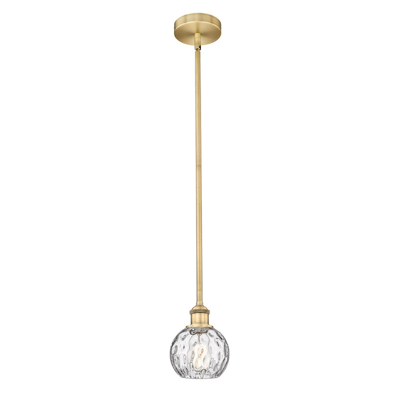 Innovations Athens Water Glass 6in 1-Light Mini Pendant | Industrial Brushed Brass Steel and Clear Glass | Kitchen Island & | Model 616-1S-BB-G1215-6-LED