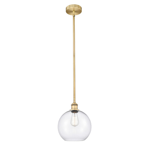 Innovations Athens 10in 1-Light Mini Pendant | Industrial Brushed Brass Steel and Clear Glass | Kitchen Island & Dining Room | Model 616-1S-BB-G122-10