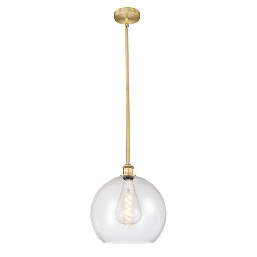 Innovations Athens 14in 1-Light Pendant | Industrial Brushed Brass Steel and Seedy Glass | Kitchen Island & Dining Room | 13.75 | Model 616-1S-BB-G124-14