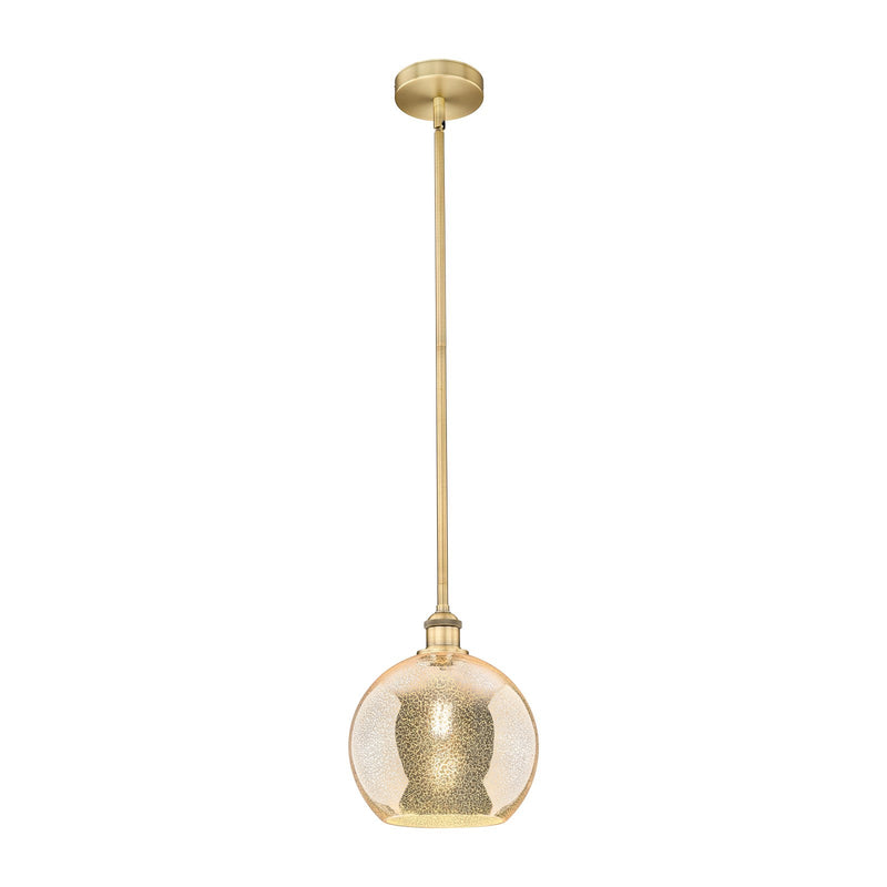 Innovations Athens 10in 1-Light Mini Pendant | Industrial Brushed Brass Steel and Mercury Glass | Kitchen Island & Dining Room | Model 616-1S-BB-G128-10