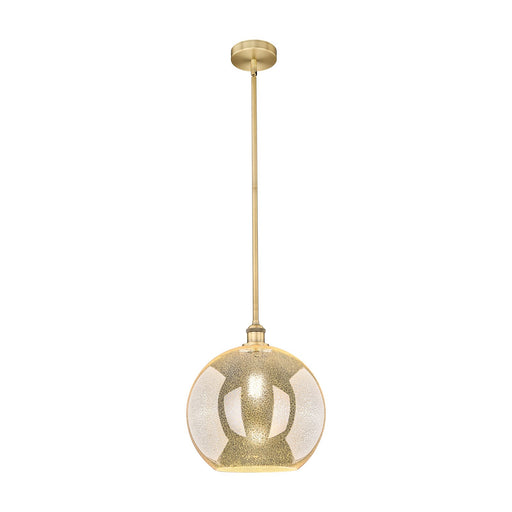 Innovations Athens 12in 1-Light Mini Pendant | Industrial Brushed Brass Steel and Mercury Glass | Kitchen Island & Dining Room | Model 616-1S-BB-G128-12