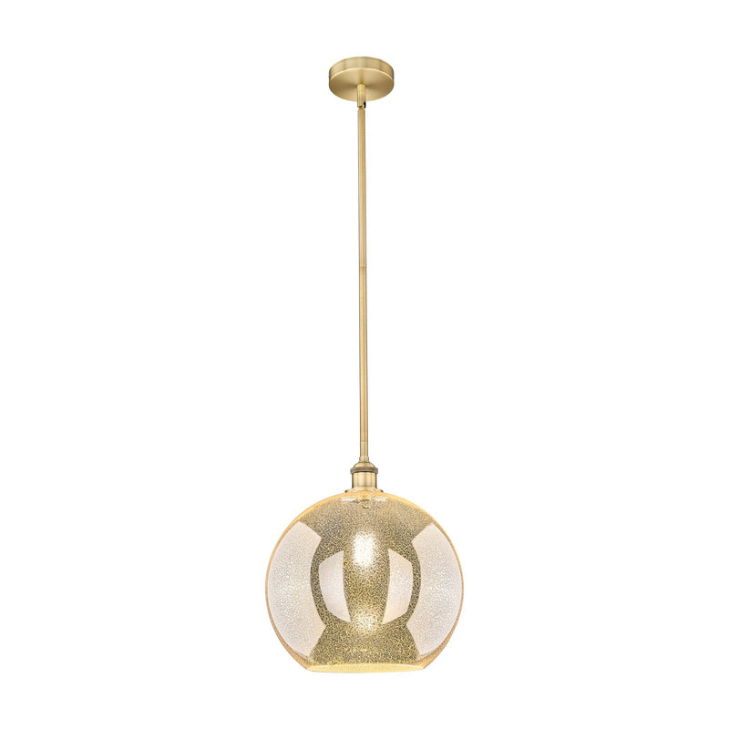 Innovations Athens 12in 1-Light Mini Pendant | Industrial Brushed Brass Steel and Mercury Glass | Kitchen Island & Dining Room | Model 616-1S-BB-G128-12