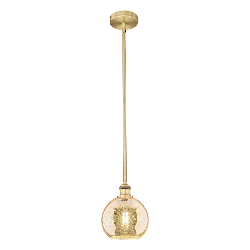 Innovations Athens 8in 1-Light Mini Pendant | Industrial Brushed Brass Steel and Mercury Glass | Kitchen Island & Dining Room | 8 | Model 616-1S-BB-G128-8