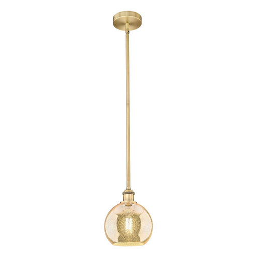 Innovations Athens 8in 1-Light Mini Pendant | Industrial Brushed Brass Steel and Mercury Glass | Kitchen Island & Dining Room | 8 | Model 616-1S-BB-G128-8