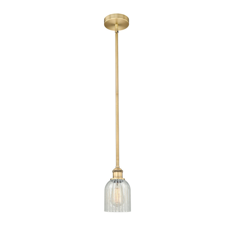 Innovations Caledonia 5in 1-Light Mini Pendant | Industrial Brushed Brass Steel and Mouchette Glass | Kitchen Island & Dining Room | Model 616-1S-BB-G2511