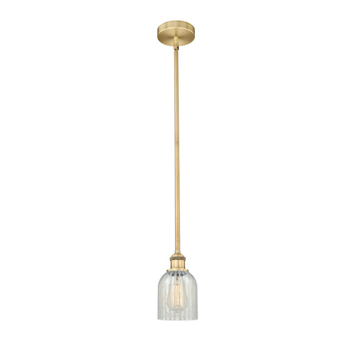 Innovations Caledonia 5in 1-Light Mini Pendant | Industrial Brushed Brass Steel and Mouchette Glass | Kitchen Island & Dining Room | Model 616-1S-BB-G2511