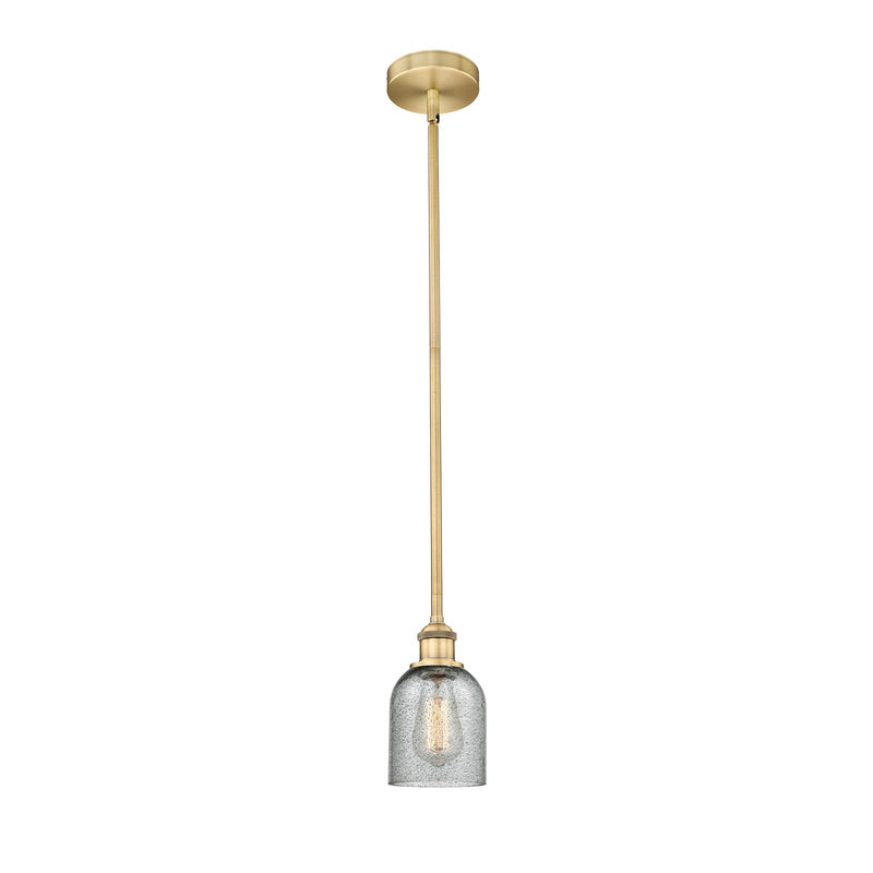 Innovations Caledonia 5in 1-Light Mini Pendant | Industrial Brushed Brass and Charcoal Glass | Kitchen Island & Dining Room | 5 x 5 | Model 616-1S-BB-G257