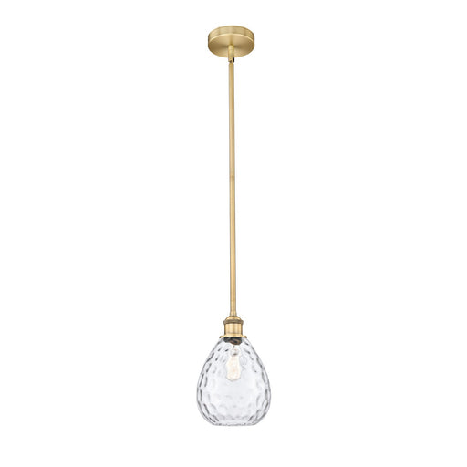 Innovations Waverly 8in 1-Light Mini Pendant | Industrial Brushed Brass Steel and Clear Glass | Kitchen Island & Dining Room | 8 x | Model 616-1S-BB-G372