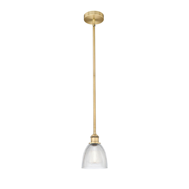 Innovations Castile 6in 1-Light Mini Pendant | Industrial Brushed Brass Steel and Clear Glass | Kitchen Island & Dining Room | 6 x | Model 616-1S-BB-G382