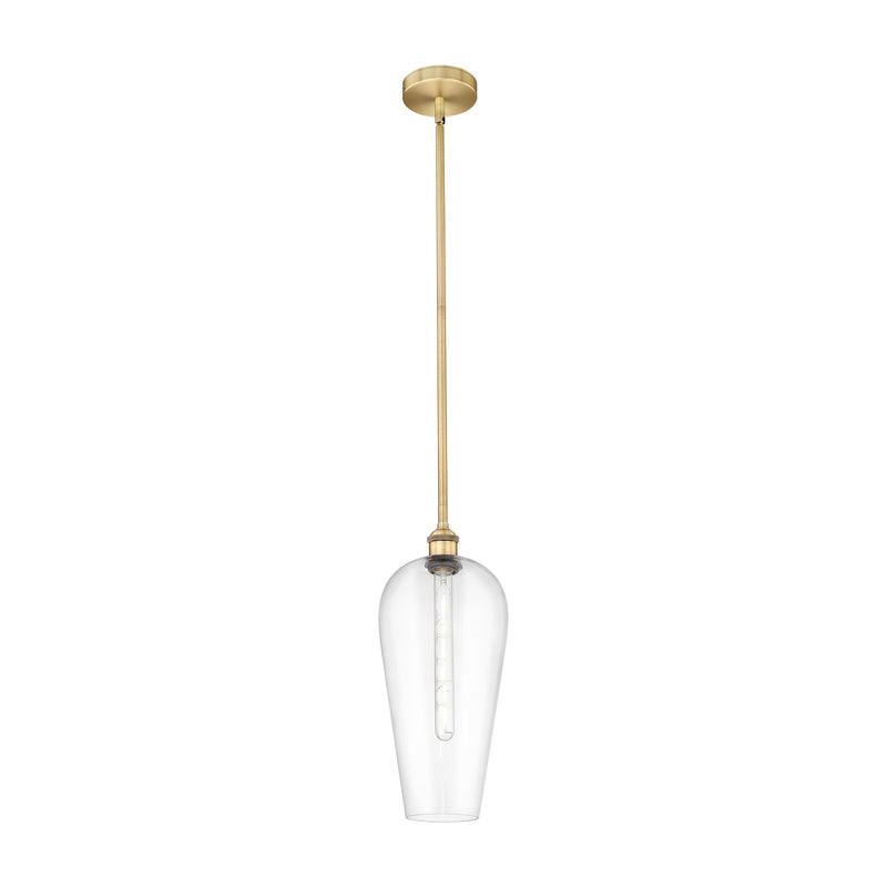 Innovations Chelsea 8in 1-Light Mini Pendant | Industrial Brushed Brass Steel and Clear Glass | Kitchen Island & Dining Room | Model 616-1S-BB-G456-8CL