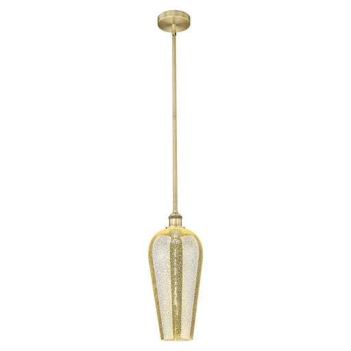Innovations Chelsea 8in 1-Light Mini Pendant | Industrial Brushed Brass Steel and Mercury Cone Glass | Kitchen Island & Dining | Model 616-1S-BB-G456-8ME