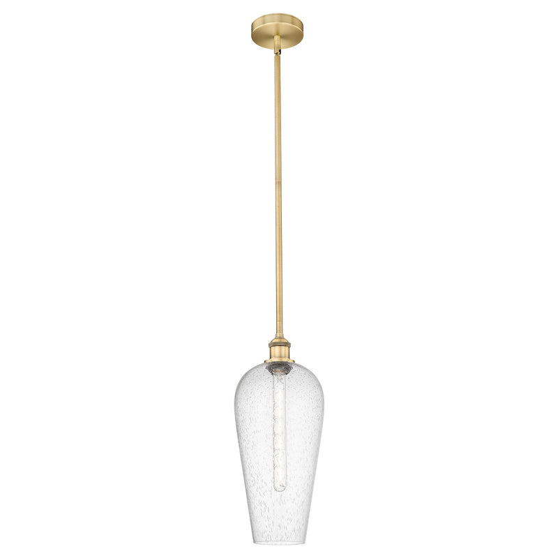 Innovations Chelsea 8in 1-Light Mini Pendant | Industrial Brushed Brass Steel and Seedy Glass | Kitchen Island & Dining Room | Model 616-1S-BB-G456-8SDY