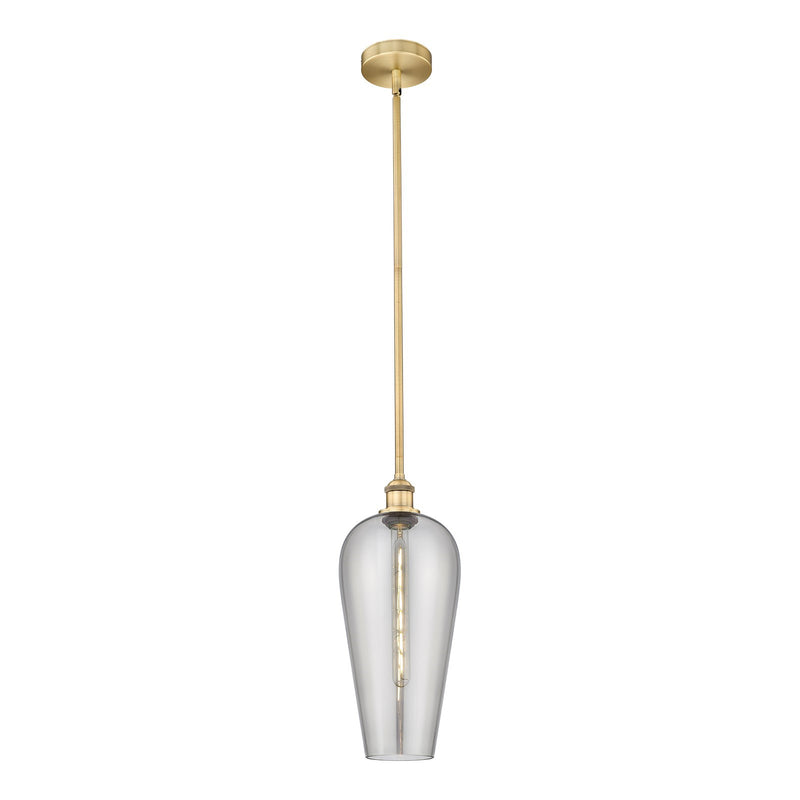 Innovations Chelsea 8in 1-Light Mini Pendant | Industrial Brushed Brass Steel and Light Smoke Glass | Kitchen Island & Dining | Model 616-1S-BB-G456-8SM
