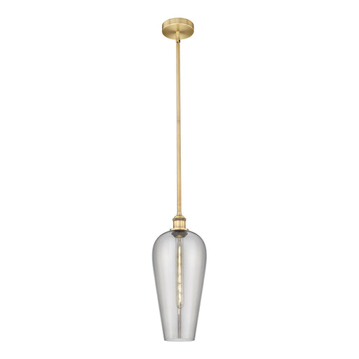 Innovations Chelsea 8in 1-Light Mini Pendant | Industrial Brushed Brass Steel and Light Smoke Glass | Kitchen Island & Dining | Model 616-1S-BB-G456-8SM