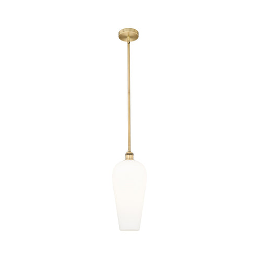 Innovations Chelsea 8in 1-Light Mini Pendant | Industrial Brushed Brass and White Glass | Kitchen Island & Dining Room | Damp | Model 616-1S-BB-G456-8WH