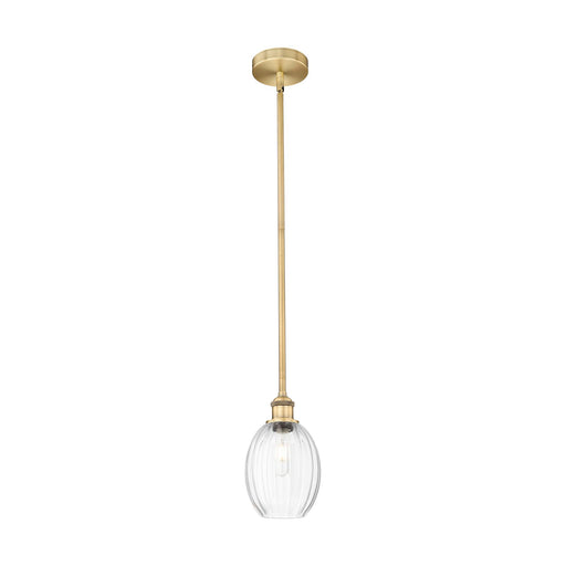 Innovations Preston Bulb 6in 1-Light Mini Pendant | Industrial Brushed Brass Steel and Clear Glass | Kitchen Island & Dining | Model 616-1S-BB-G459-6CL
