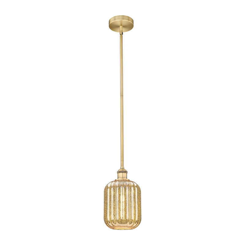 Innovations Preston Cylinder 7in 1-Light Mini Pendant | Industrial Brushed Brass and Mercury Glass | Kitchen Island & Dining | Model 616-1S-BB-G460-7ME