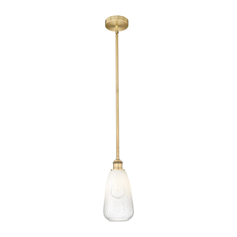 Innovations Brookhaven Almond 6in 1-Light Mini Pendant | Industrial Brushed Brass and Opal Glass | Kitchen Island & Dining Room | Model 616-1S-BB-G480-6OP