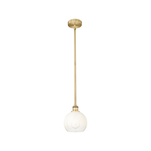 Innovations Brookhaven Globe 8in 1-Light Mini Pendant | Industrial Brushed Brass and Opal Glass | Kitchen Island & Dining Room | Model 616-1S-BB-G483-8OP