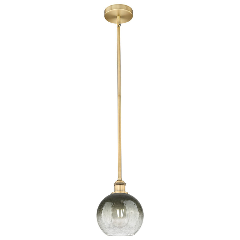 Innovations Brookhaven Globe 8in 1-Light Mini Pendant | Industrial Brushed Brass and Slate Glass | Kitchen Island & Dining Room | Model 616-1S-BB-G483-8SL