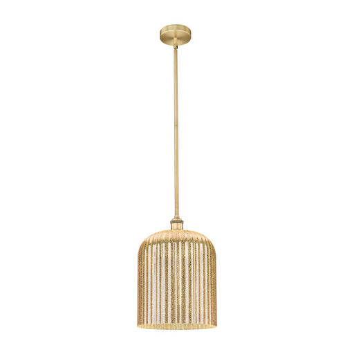 Innovations Bridal Veil 5in 1-Light Mini Pendant | Art Nouveau Brushed Brass Steel and Mercury Ribbed Glass | Kitchen Island & | Model 616-1S-BB-G559-12ME