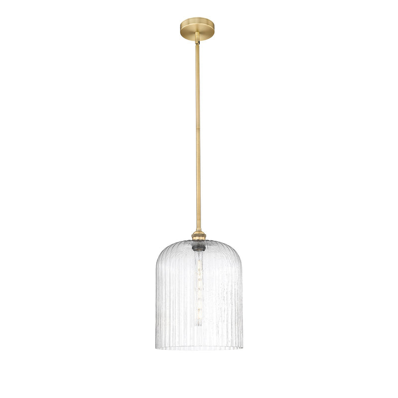 Innovations Bridal Veil 5in 1-Light Mini Pendant | Art Nouveau Brushed Brass Steel and Seedy Ribbed Glass | Kitchen Island & | Model 616-1S-BB-G559-12SDY