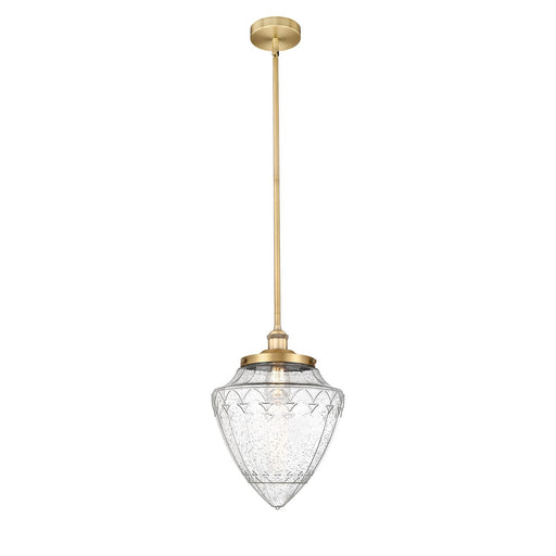 Innovations Bridgeton 12in 1-Light Mini Pendant | Traditional Brushed Brass Steel and Seedy Glass | Kitchen Island & Dining Room | Model 616-1S-BB-G664-12