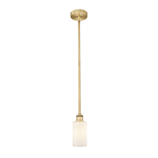 Innovations Lighting Clymer 3.88in 1-Light Mini Pendant | Art Nouveau Brushed Brass and Matte White Glass | Kitchen Island & | Model 616-1S-BB-G801-LED