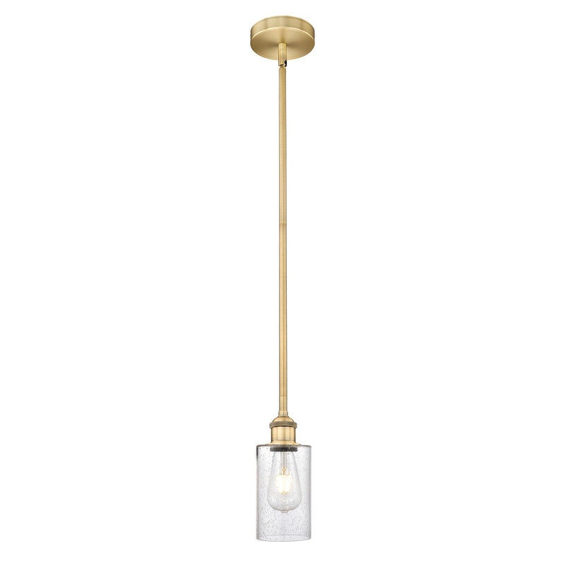 Innovations Clymer 4in 1-Light Mini Pendant | Art Nouveau Brushed Brass Steel and Seedy Glass | Kitchen Island & Dining Room | 3.88 | Model 616-1S-BB-G804