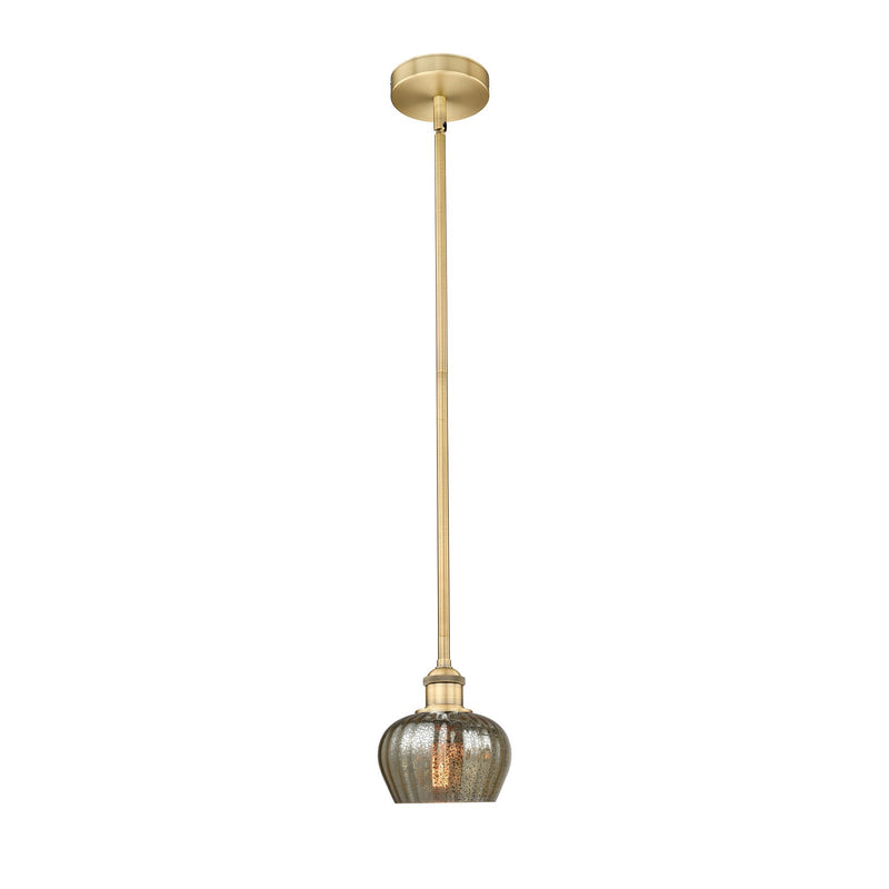 Innovations Fenton 1-Light Mini Pendant | Art Nouveau Brushed Brass and Mercury Ribbed Glass | Kitchen Island & Dining Room | 6.5 x | Model 616-1S-BB-G96