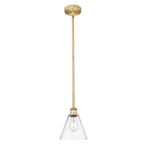 Innovations Berkshire Glass 8in 1-Light Mini Pendant | Industrial Brushed Brass Steel and Clear Glass | Kitchen Island & Dining | Model 616-1S-BB-GBC-82