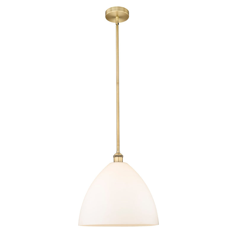Innovations Bristol 16in 1-Light Pendant | Industrial Brushed Brass Steel and Matte White Glass | Kitchen Island & Dining | Model 616-1S-BB-GBD-161-LED