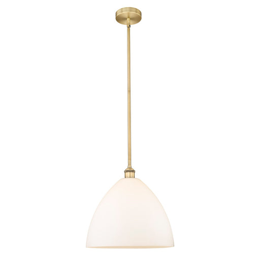 Innovations Bristol 16in 1-Light Pendant | Industrial Brushed Brass Steel and Matte White Glass | Kitchen Island & Dining | Model 616-1S-BB-GBD-161-LED