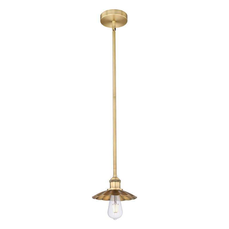 Innovations Scallop 7.5in 1-Light Mini Pendant | Industrial Brushed Brass Steel and Brushed Brass Metal Shade | Kitchen Island & | Model 616-1S-BB-M17-BB