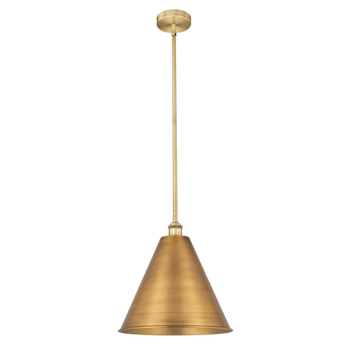 Innovations Berkshire 16in 1-Light Mini Pendant | Industrial Farmhouse Brushed Brass Steel and Brushed Brass Metal Shade | Model 616-1S-BB-MBC-16-BB-LED