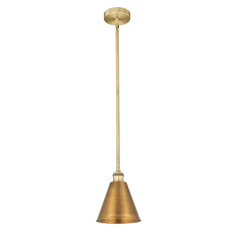 Innovations Berkshire Metal 8in 1-Light Mini Pendant | Industrial Farmhouse Brushed Brass and Brushed Brass Metal | Kitchen | Model 616-1S-BB-MBC-8-BB