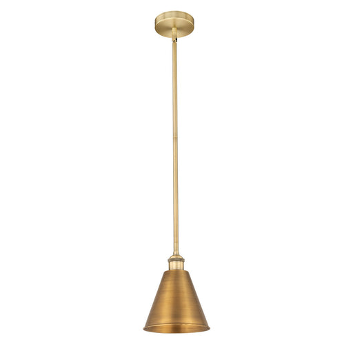 Innovations Berkshire Metal 8in 1-Light Mini Pendant | Industrial Brushed Brass Steel and Brushed Brass Metal Shade | Model 616-1S-BB-MBC-8-BB-LED