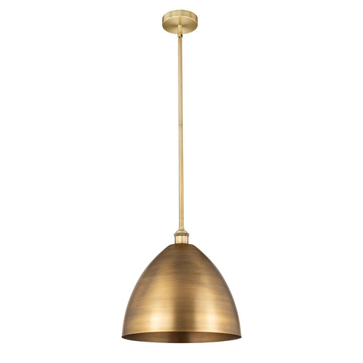 Innovations Bristol 16in 1-Light Mini Pendant | Industrial Farmhouse Brushed Brass Steel and Brushed Brass Metal Shade | Model 616-1S-BB-MBD-16-BB