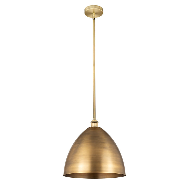 Innovations Bristol 16in 1-Light Mini Pendant | Industrial Farmhouse Brushed Brass and Brushed Brass Metal Shade | Kitchen | Model 616-1S-BB-MBD-16-BB-LED