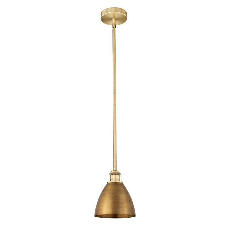 Innovations Bristol 8in 1-Light Mini Pendant | Industrial Brushed Brass Steel and Brushed Brass Metal | Kitchen Island & | Model 616-1S-BB-MBD-75-BB