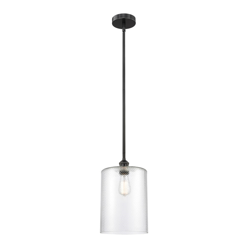 Innovations Cobbleskill 9in 1-Light Mini Pendant | Industrial Matte Black Steel and Clear Glass | Kitchen Island & Dining Room | Model 616-1S-BK-G112-L