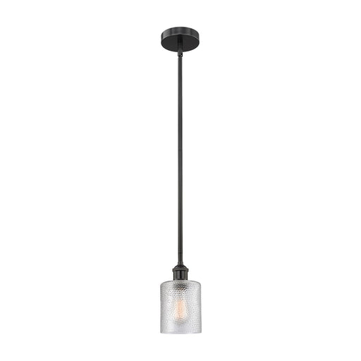 Innovations Cobbleskill 5in 1-Light Mini Pendant | Industrial Matte Black Steel and Clear Glass | Kitchen Island & Dining Room | Model 616-1S-BK-G112-LED