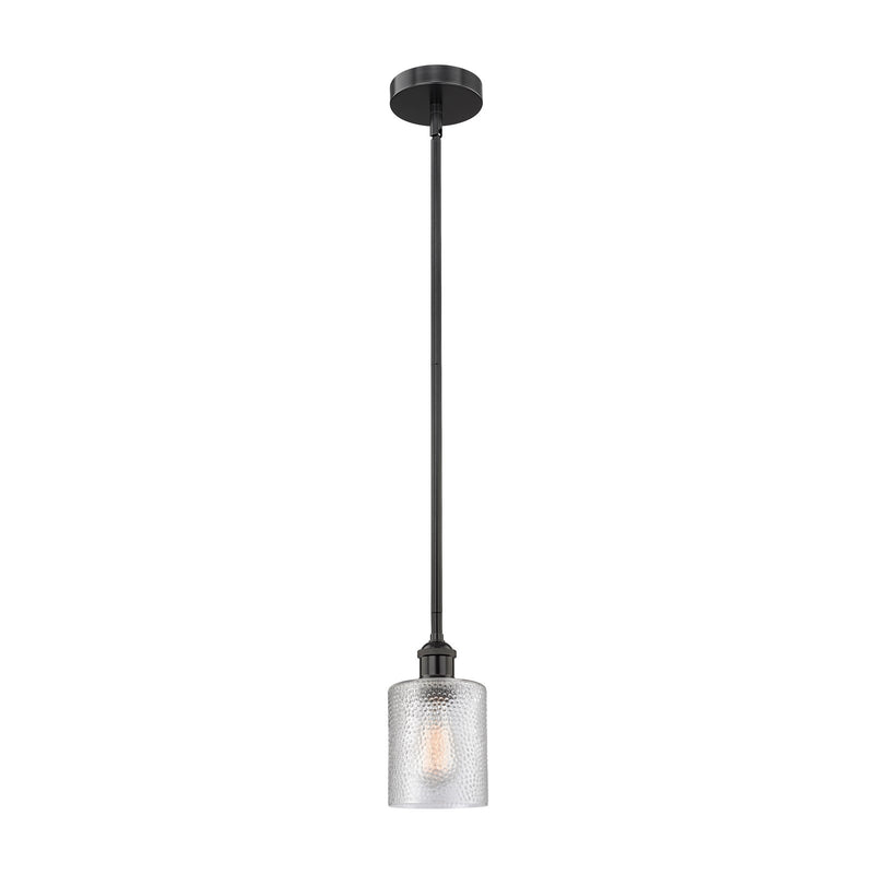 Innovations Cobbleskill 5in 1-Light Mini Pendant | Industrial Matte Black Steel and Clear Glass | Kitchen Island & Dining Room | Model 616-1S-BK-G112-LED