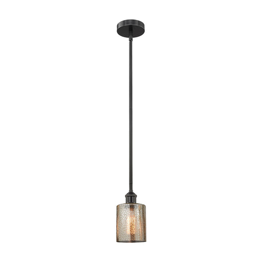 Innovations Cobbleskill 5in 1-Light Mini Pendant | Industrial Matte Black Steel and Mercury Glass | Kitchen Island & Dining | Model 616-1S-BK-G116-LED