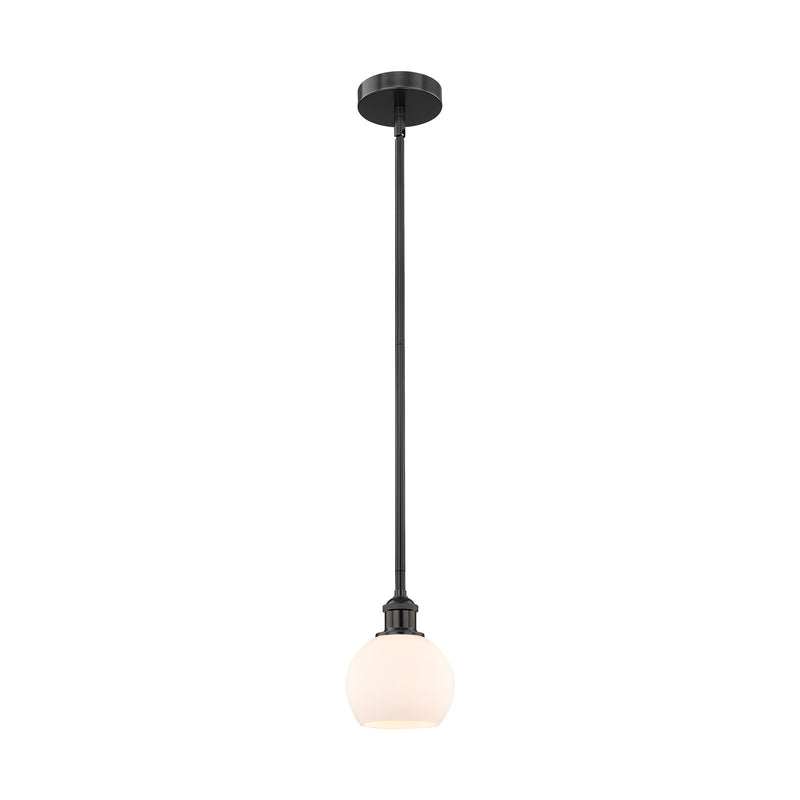 Innovations Athens 6in 1-Light Mini Pendant | Industrial Matte Black Steel and Matte White Glass | Kitchen Island & Dining Room | Model 616-1S-BK-G121-6