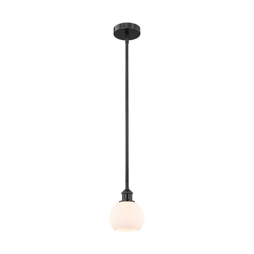 Innovations Athens 6in 1-Light Mini Pendant | Industrial Matte Black Steel and Matte White Glass | Kitchen Island & Dining Room | Model 616-1S-BK-G121-6
