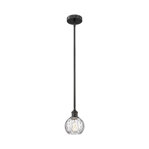 Innovations Athens Water Glass 6in 1-Light Mini Pendant | Industrial Matte Black Steel and Clear Water Glass | Kitchen | Model 616-1S-BK-G1215-6-LED