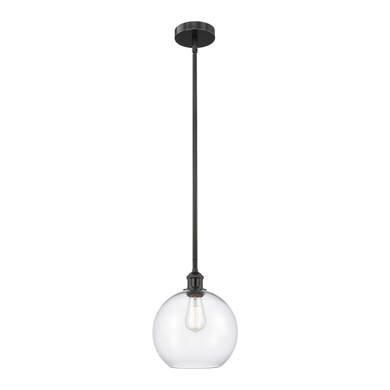 Innovations Athens 10in 1-Light Mini Pendant | Industrial Matte Black Steel and Clear Glass | Kitchen Island & Dining Room | 10 | Model 616-1S-BK-G122-10